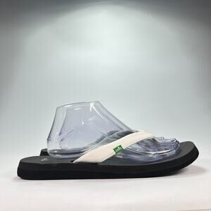 Sanuk Yoga Serenity 4 Black White Flip Flops Sandals SWS10821S Women’s Size 11